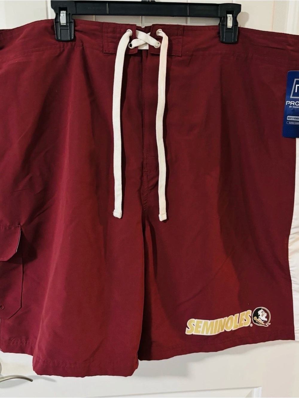 Knights Apparel Maroon Athletic Swim Shorts with White Drawstring